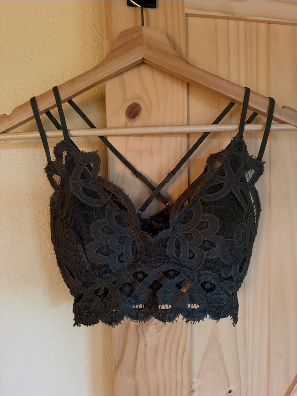 Anemone Black Lace Bralette with Crisscross Back